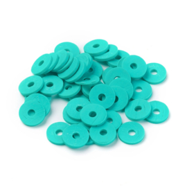 Fimo heishi disc-kralen  8 mm medium turquoise, streng