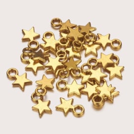 goudkleurige bedels sterretjes, 20 stuks