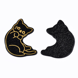 Resin hanger kitten in zwart-goud
