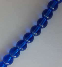 Transparante glaskralen blauw 9 mm, 1 streng