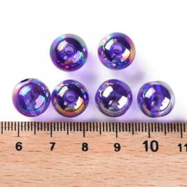 Acryl kraal AB transparant 12 mm donkerviolet, 10 stuks