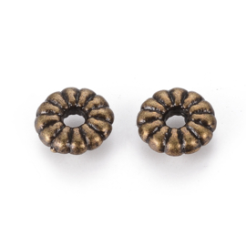 Spacer bead tibetaanse stijl antiek bronskleur, 18 stuks