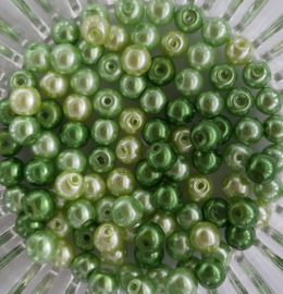 kralenmix glasparels 6mm groen, 100 stuks