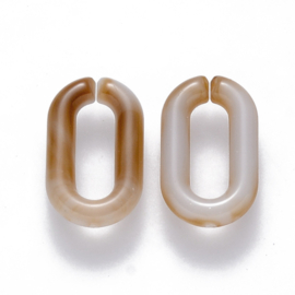 Acryl schakels ovaal 14x8,5x2,5 lichtbruin, 25 stuks
