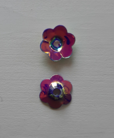 Bloem pailletten 10 mm in paarsroze, 10 gram