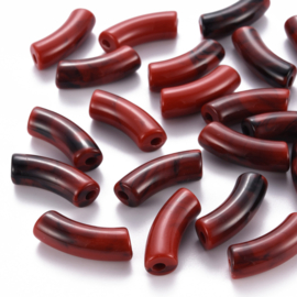 Acryl gebogen buiskraal donkerrood gemeleerd
