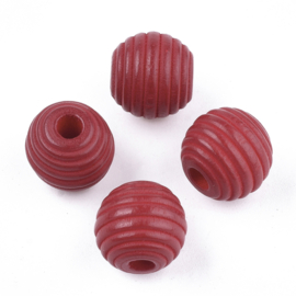 Houten kraal "bijenkorf" vorm rood, 5 stuks