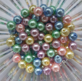 kralenmix glasparels 8mm pastelkleuren, 100 stuks