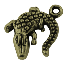 Antiek bronskleurige bedel krokodil