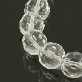 Glaskraal facet rond 10 mm transparant/crystal