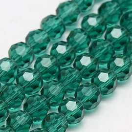 glazen ronde facetkraal 6mm groen, 15 stuks