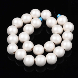 Houten kraal 16 mm floral white, 5 stuks
