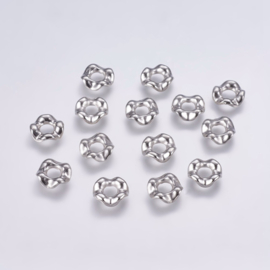 spacers gekronkeld platinum kleur, 10 stuks