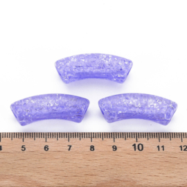 Acryl gebogen buiskraal / tube bead crackle lila