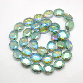 Ovale facetkraal 20 x 16 blauwgroen