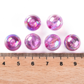 Acryl kraal AB transparant 12 mm violet, 10 stuks