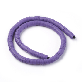 Fimo heishi disc-kralen  8 mm donker lila, streng