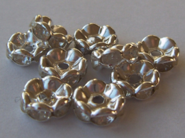 Metalen spacer met strass 8mm, 100 stuks