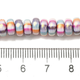 Streng fimokralen rondel met glitter, multi-color