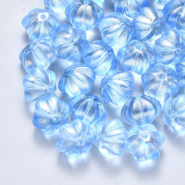 Glaskraal pompoenvorm lichtblauw, 8 stuks