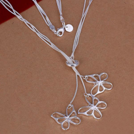 Silverplated ketting met vlinders