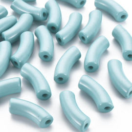 Acryl gebogen buiskraal / tube bead turquoise