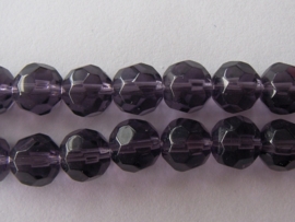 Glaskraal facet rond 10 mm paars