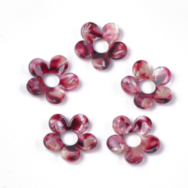 Resin hanger bloem donkerrood