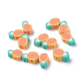 Fimo kralen ananas, 10 stuks