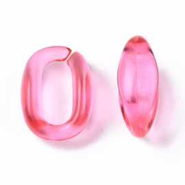 Transparante schakels ovaal 15,5x11x6 roze, 20 stuks