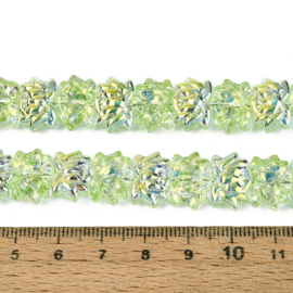 Glaskraal electroplate lotusbloem groen, 10 stuks