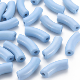 Acryl gebogen buiskraal / tube bead hemelsblauw