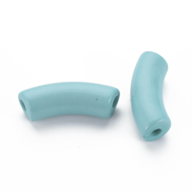 Acryl gebogen buiskraal / tube bead turquoise