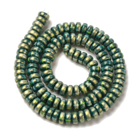 Streng fimokralen rondel met glitter, teal