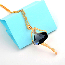 Ketting ballerina met strass-steentjes