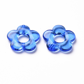 Acryl framekralen bloem blauw, 8 stuks