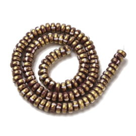 Streng fimokralen rondel met glitter, coconut brown