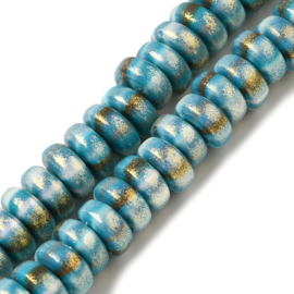 Streng fimokralen rondel met glitter, medium turquoise