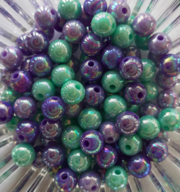 kralenmix acryl kralen 8mm paars-groen, 100 stuks