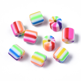 Fimokralen tonnetje regenboogkleuren, 15 stuks