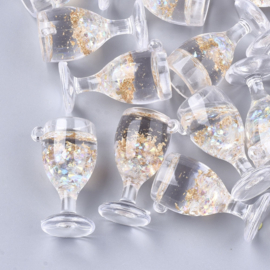 Resin hanger glaasje glitterbubbels