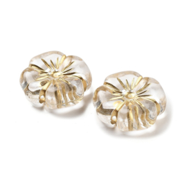 Acryl kraal bloem transparant/goudkleur, 5 stuks