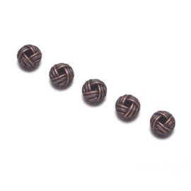 Spacer kraal geweven rood koper, 15 stuks