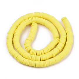 Fimo heishi disc-kralen  6 mm geel, streng