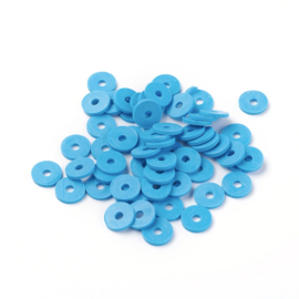 Fimo heishi disc-kralen  8 mm dodger blue, streng