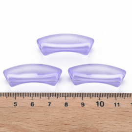 Acryl gebogen buiskraal / tube bead transparant lila