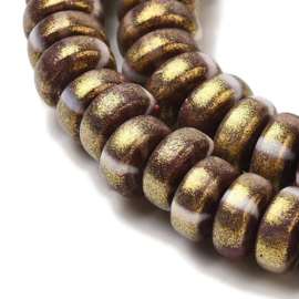 Streng fimokralen rondel met glitter, coconut brown