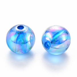 Acryl kraal AB transparant 12 mm blauw, 10 stuks