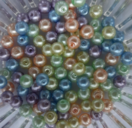 kralenmix glasparels 6mm pastel, 100 stuks