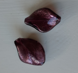 zilverfolie wokkelkraal in aubergine, 2 stuks